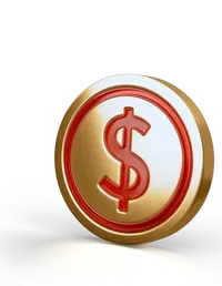 Ilustración de una moneda dorada con el símbolo de dólar en relieve