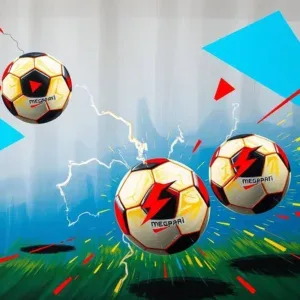 Ilustración de balones de fútbol de la marca con un efecto de rayo