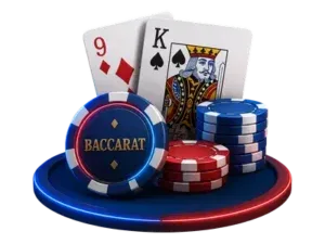 Fotografía de cartas de bacará y fichas de casino