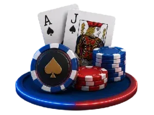 Fotografía de cartas de blackjack y fichas de casino