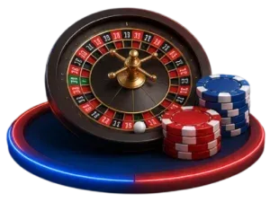 Fotografía de una ruleta de casino con fichas al lado