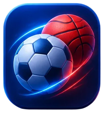 Icono de un balón de fútbol y un balón de baloncesto cruzándose
