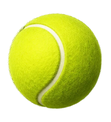 Icono de una pelota de tenis amarilla recortada, del juego de emblemas deportivos de la marca.