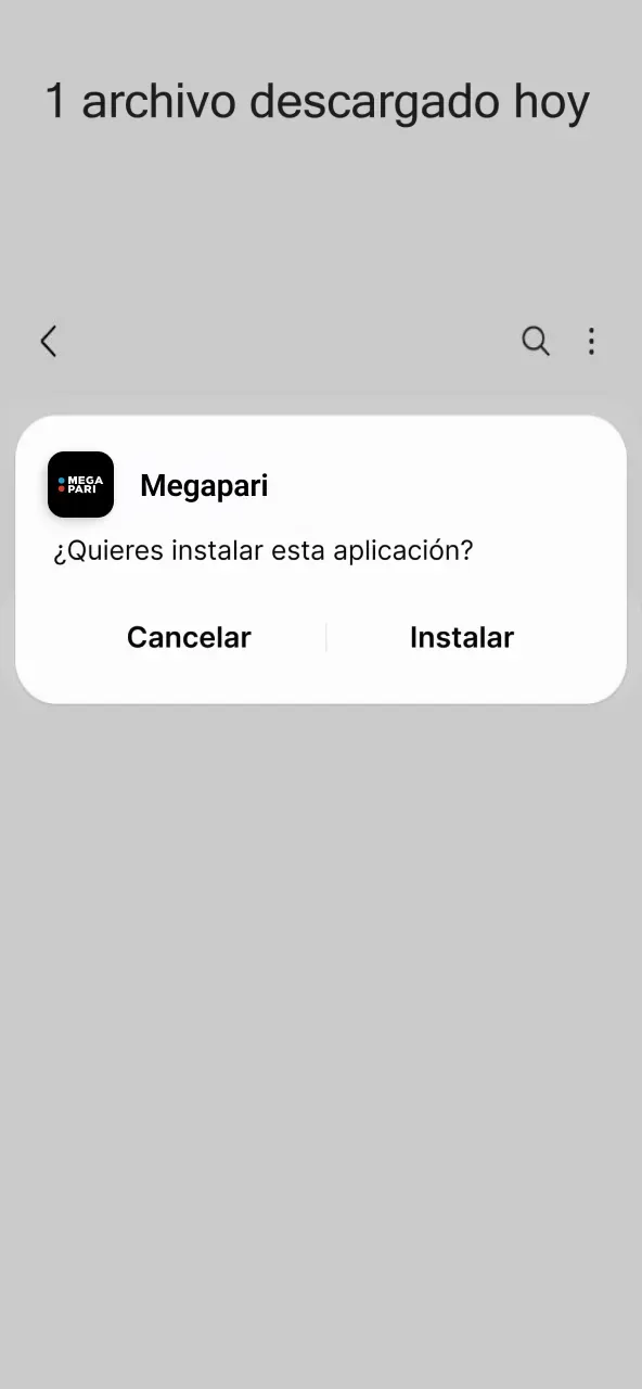Paso de instalación de la aplicación de Android en el material de la marca