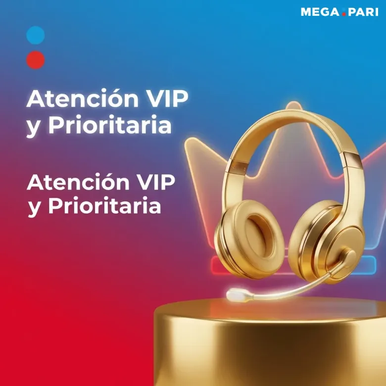 Gráfico de unos audífonos dorados sobre un pedestal, bajo el rótulo de atención VIP y prioritaria.