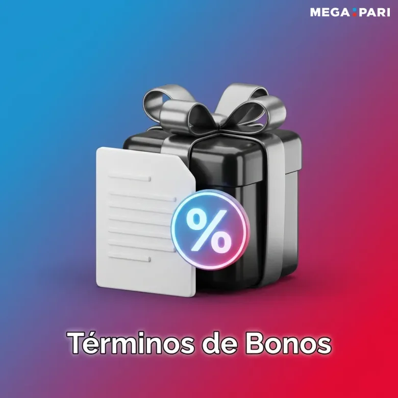 Ilustración de una caja de regalo, un documento y un símbolo de porcentaje con el texto «Términos de Bonos»